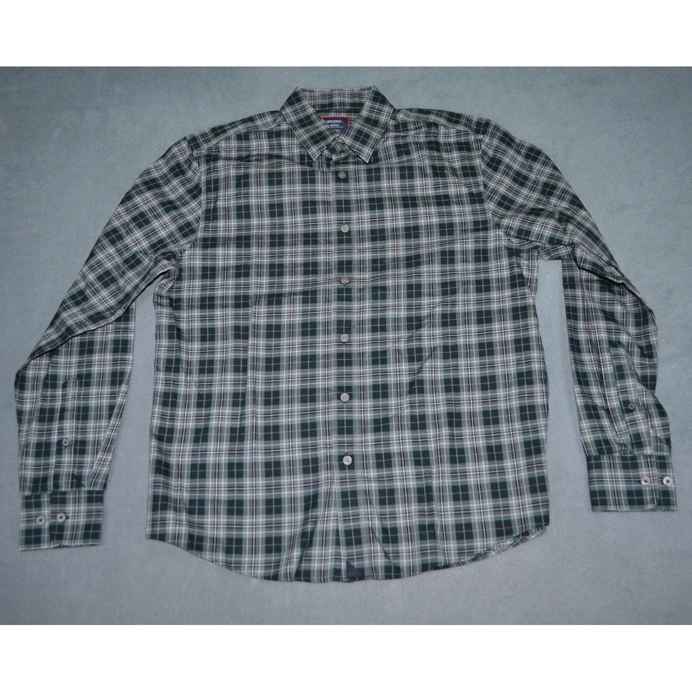 UNTUCKit Men's Wrinkle Free Devitt Button Up Gray Plaid Shirt Regular Fit Size M